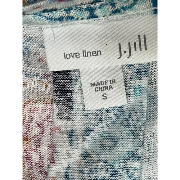 J. Jill Love Linen Women's S Blue Tank Top Medallion Print Wide Strap Minimalist - Picture 5 of 8